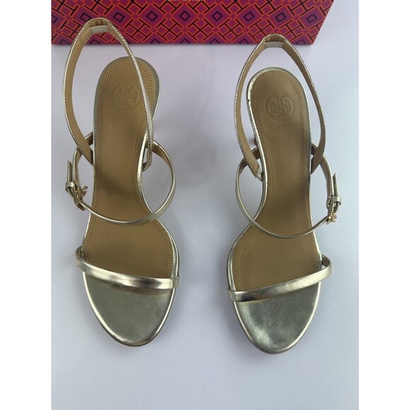 Tory Burch Penelope 65MM Slingback Sandal Mirror Metallic - Women's Size 7.5 - Picture 2 of 16